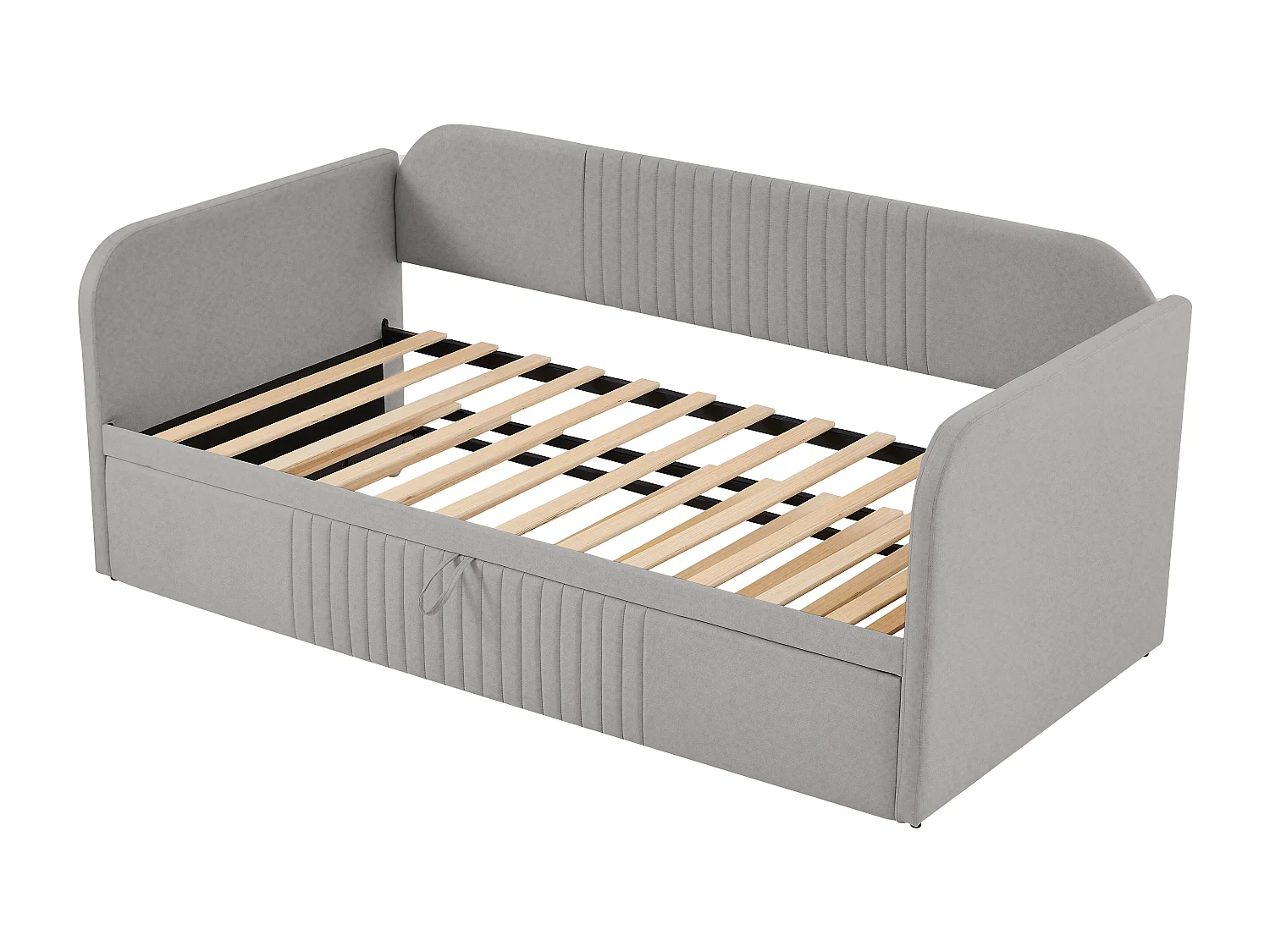 Lit enfant rembourré 90/180x190 cm, lit enfant/adulte en lin, confortable, sans matelas, gris clair