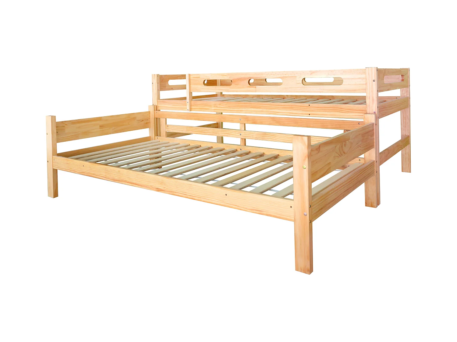 Lit superposé enfant 90x200cm transformable en 2 lits simples, cadre en pin stable, coloris naturel, sans matelas