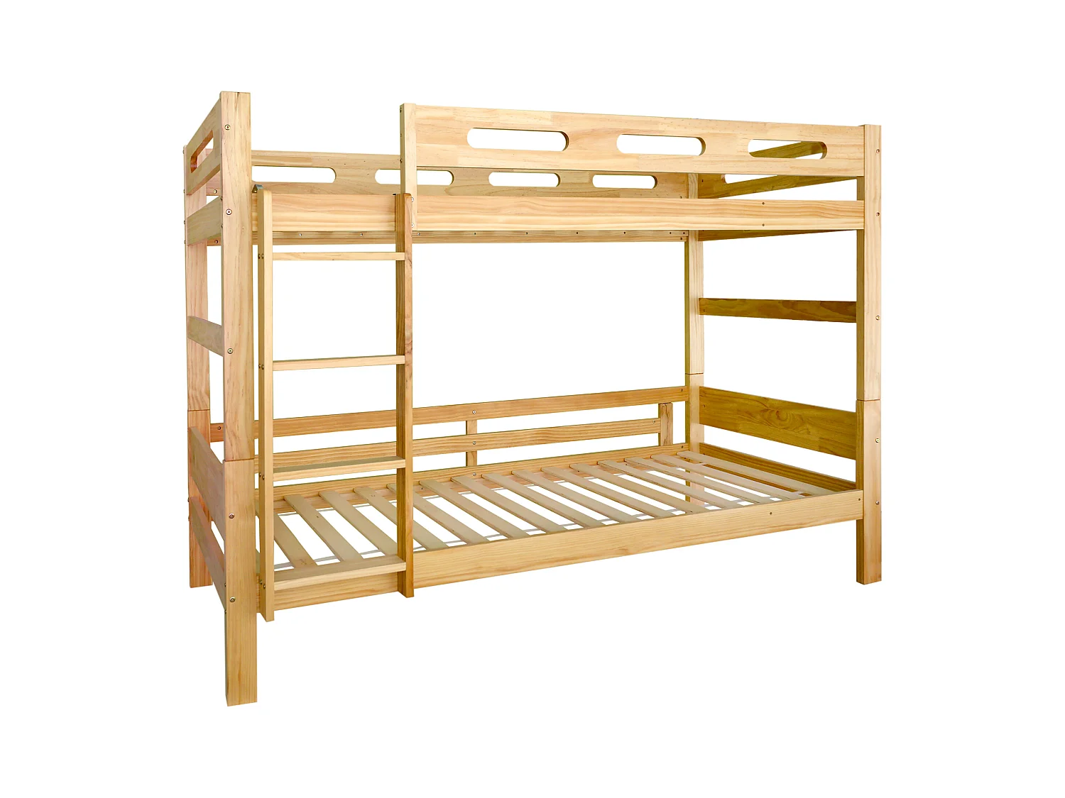 Lit superposé enfant 90x200cm transformable en 2 lits simples, cadre en pin stable, coloris naturel, sans matelas