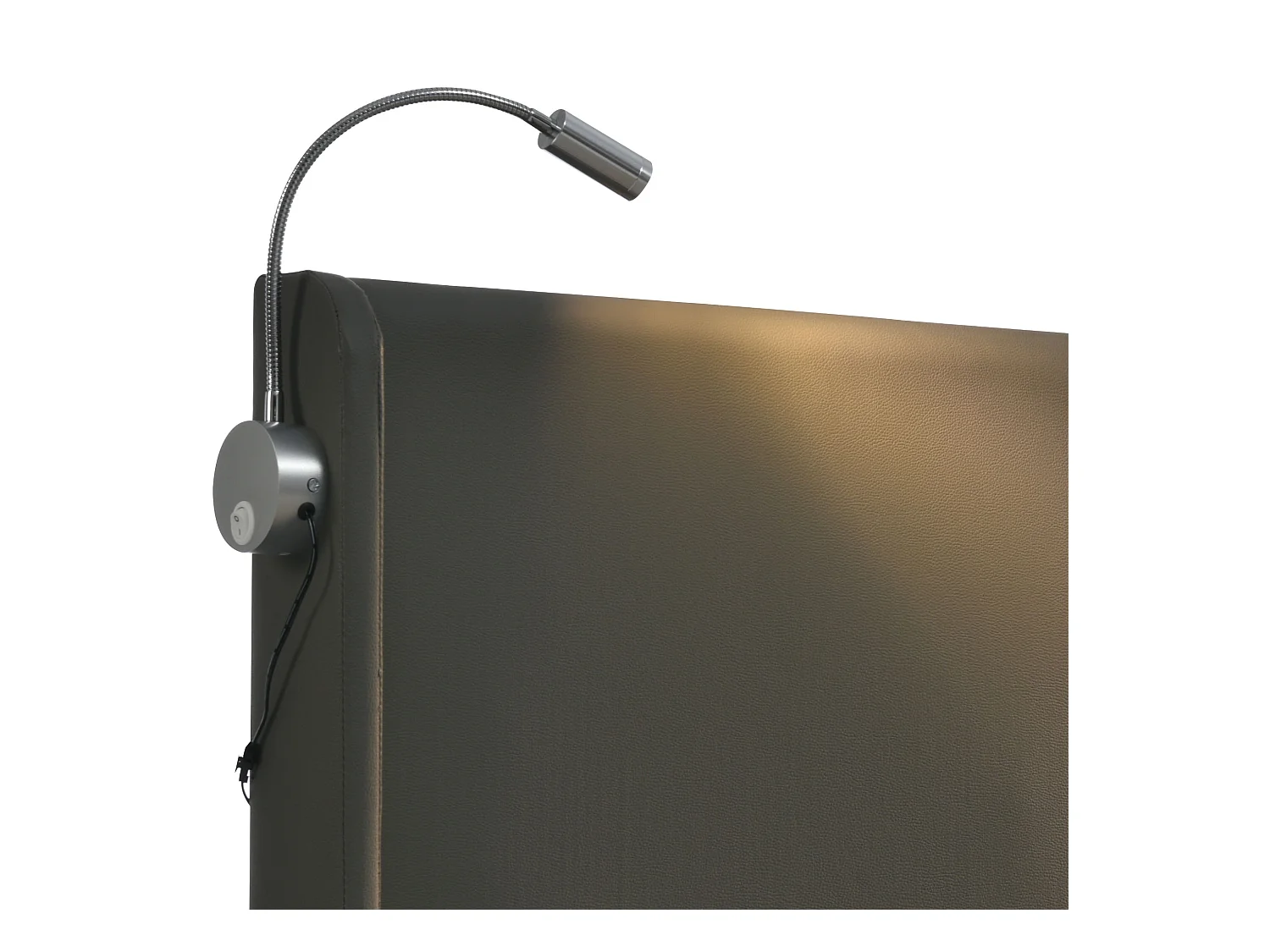 Lit coffre adulte 160x200cm gris avec liseuse et USB, PU, Sommier à lattes, sans matelas