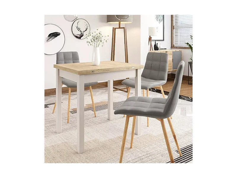 Table extensible pliable carrée bois clair cachemire 8 pers ATLANTISZ3