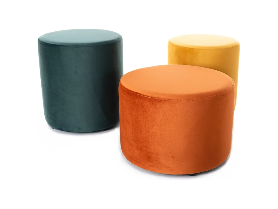 Pouf rond en velours 43 x 32 cm vert DELTA