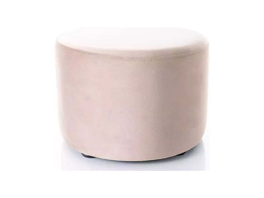 Pouf rond en velours 43 x 32 cm beige foncé DELTA