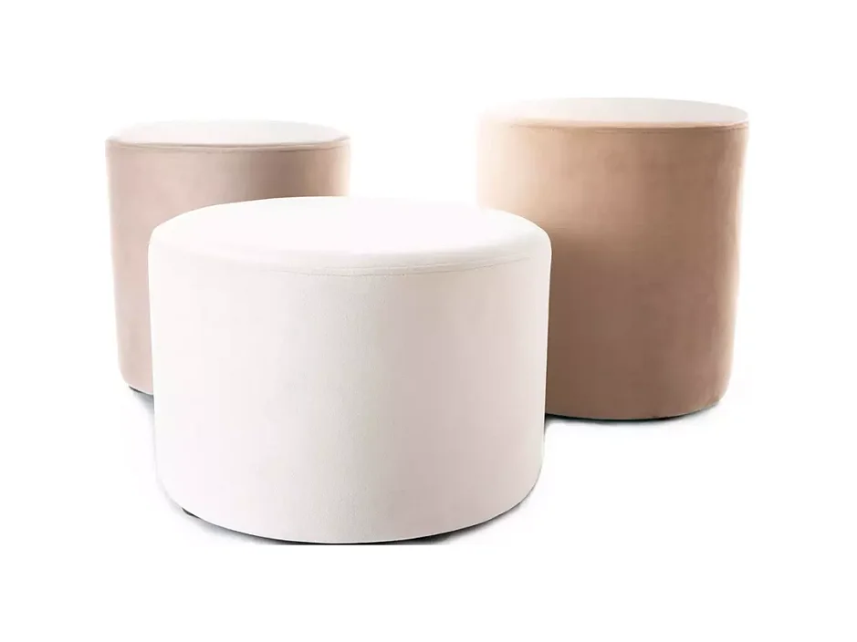 Pouf rond en velours 43 x 32 cm beige foncé DELTA