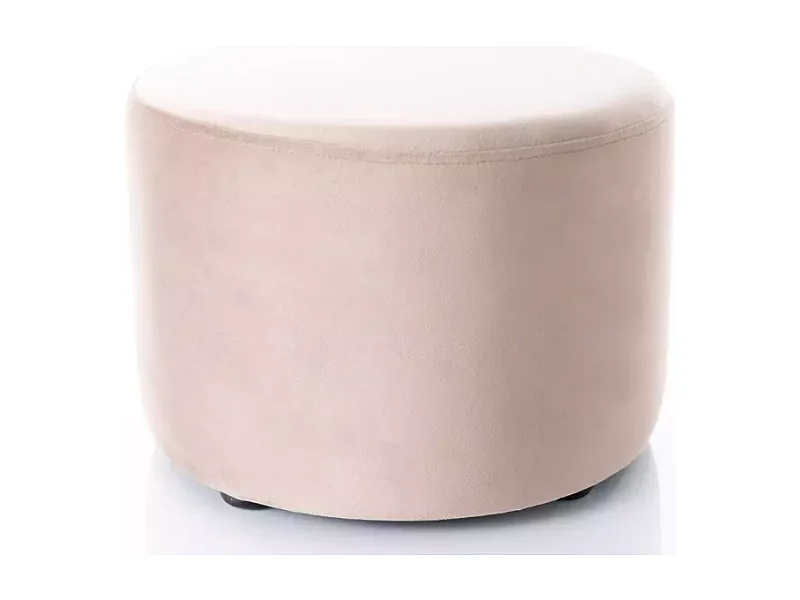 Pouf rond en velours 43 x 32 cm beige foncé DELTA