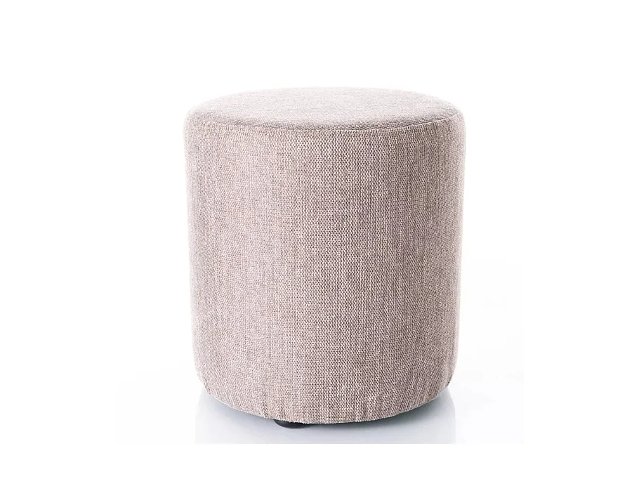 Pouf rond en tissu 33 x 36 cm beige VADIA