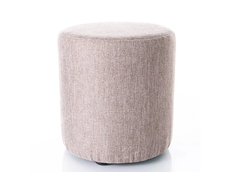 Pouf rond en tissu 33 x 36 cm beige VADIA