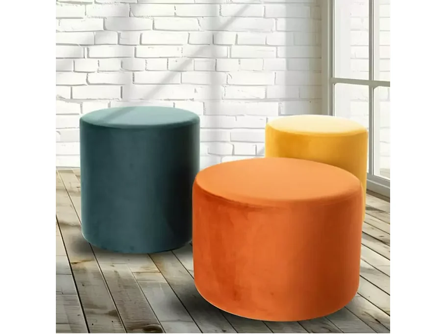 Pouf rond en velours 43 x 32 cm curry DELTA