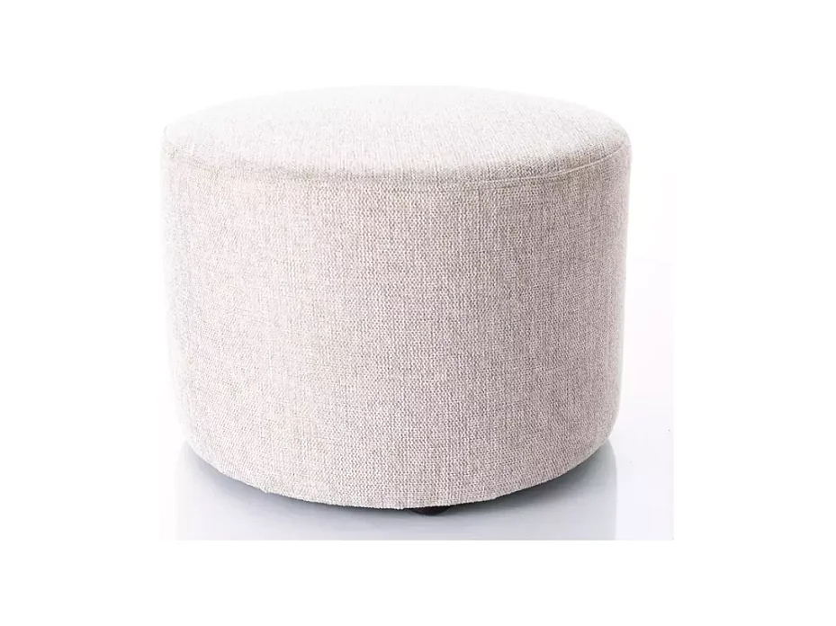 Pouf rond en tissu 43 x 32 cm beige clair VADIA