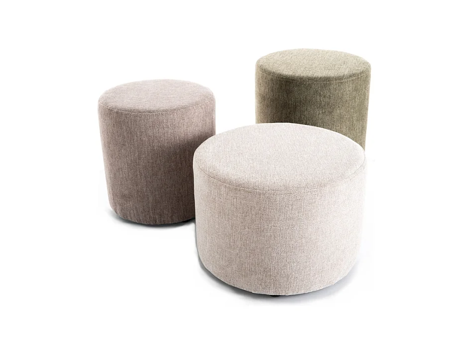 Pouf rond en tissu 43 x 32 cm beige clair VADIA
