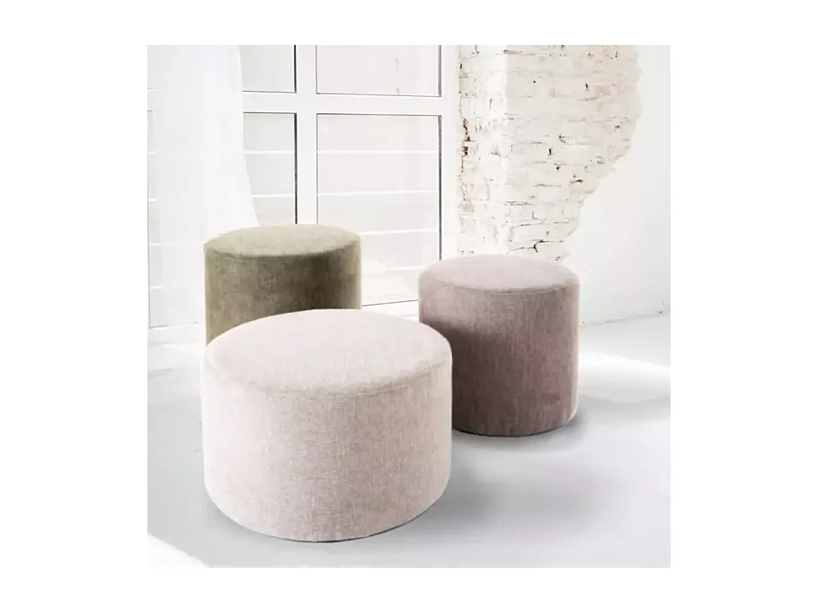 Pouf rond en tissu 43 x 32 cm beige clair VADIA