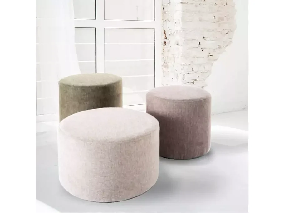 Pouf rond en tissu 43 x 32 cm beige clair VADIA