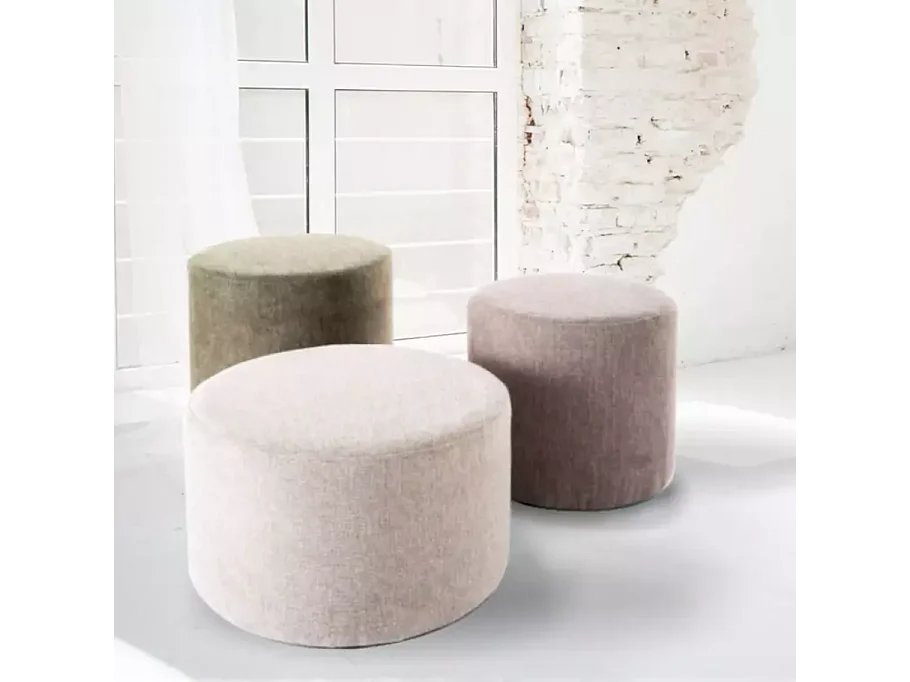 Pouf rond en tissu 43 x 32 cm olive VADIA