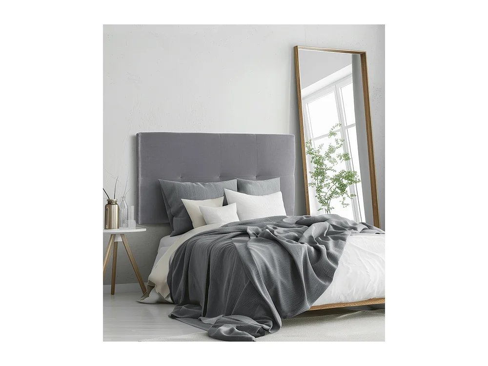 Cabecero de cama de 50x105x4 cm de plancha de madera y en terciopelo en color gris Jensen