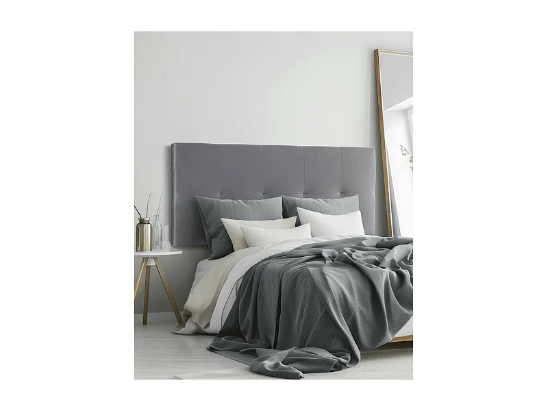 Cabecero de cama de 50x150x4 cm de plancha de madera y en terciopelo en color gris Jensen