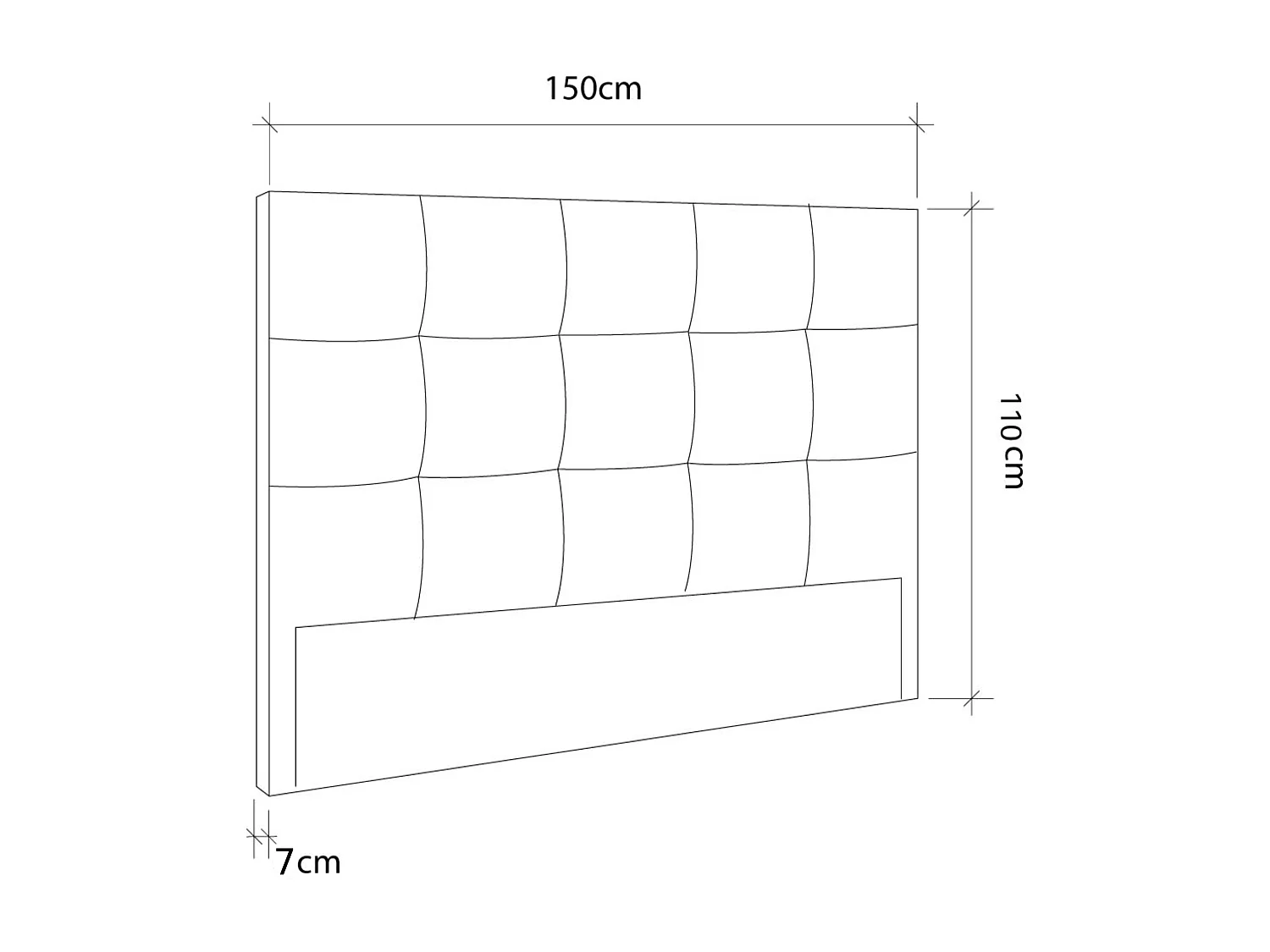 Cabecero de cama de 110x150x7 cm de plancha de madera y en terciopelo en color gris Olson