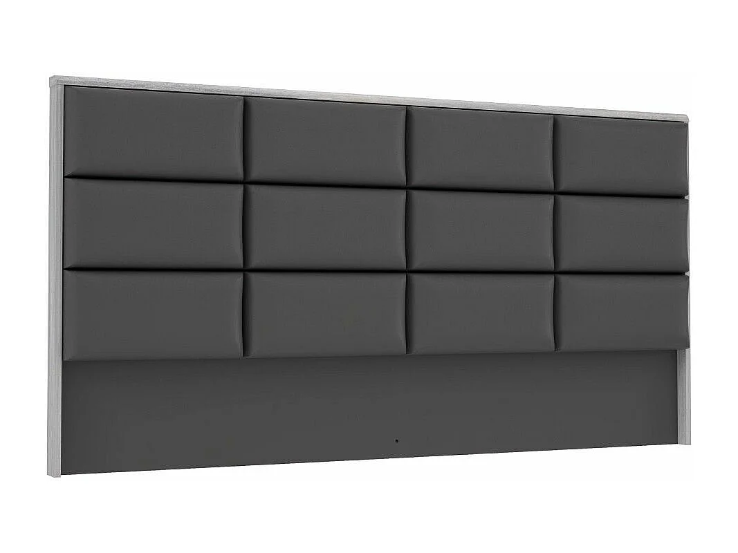 Cabecero de 87x170x11 cm con diseño de cuarterones en polipiel en color gris Saturn