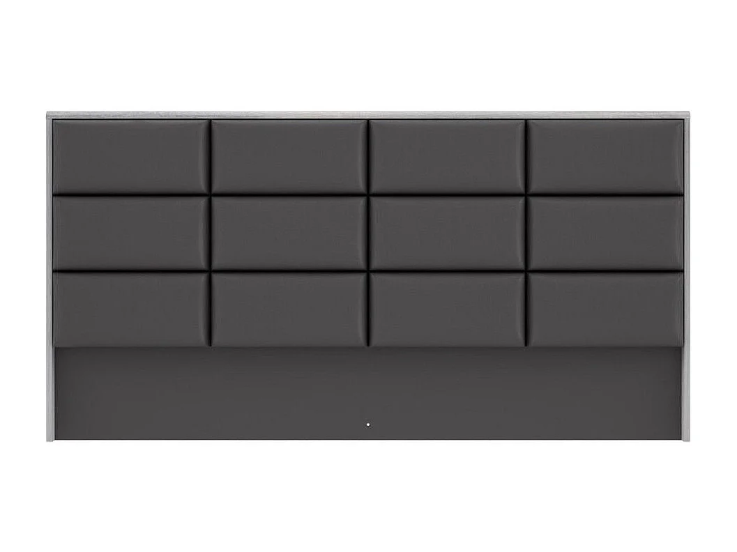 Cabecero de 87x170x11 cm con diseño de cuarterones en polipiel en color gris Saturn