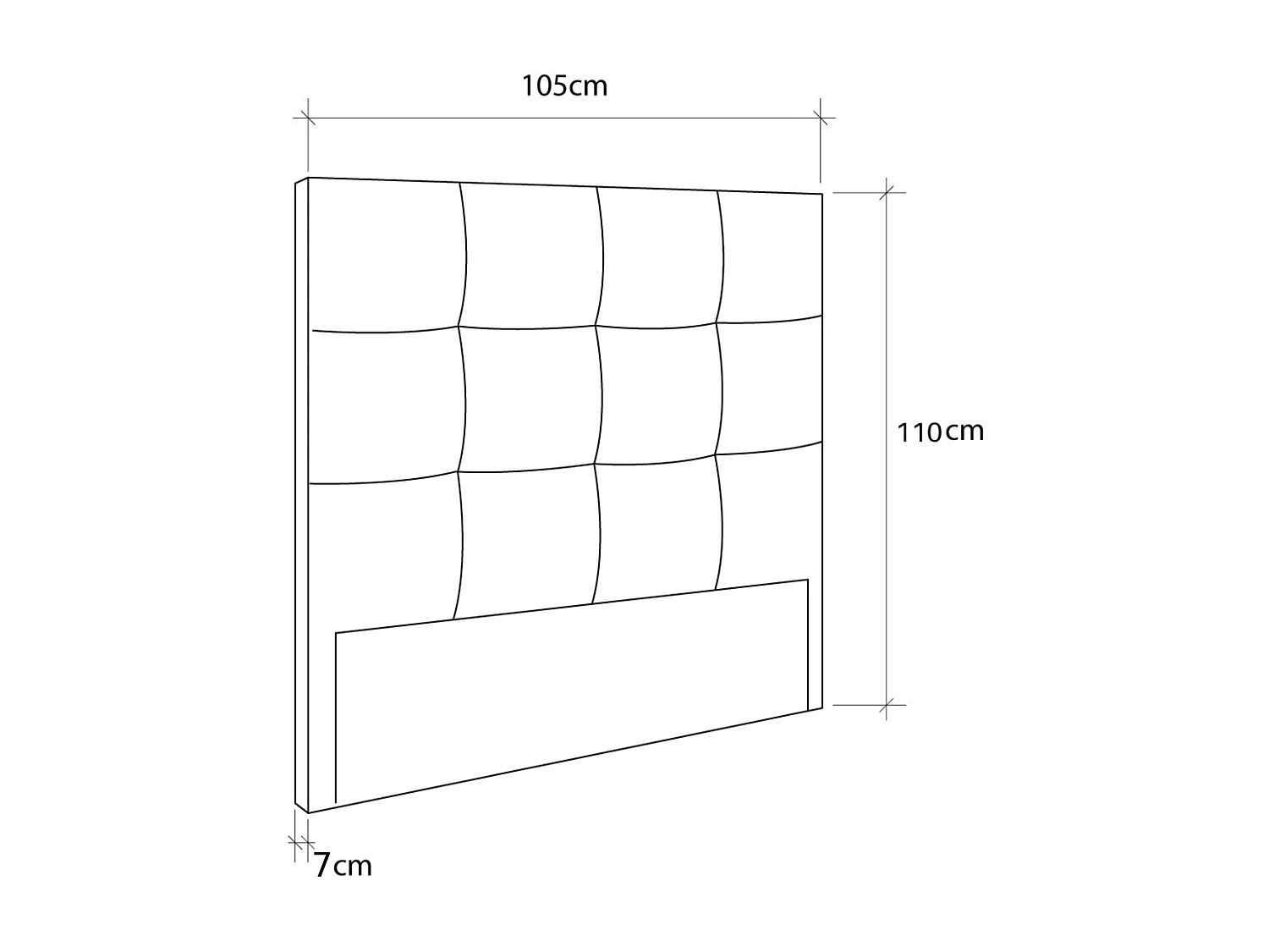 Cabecero de cama de 110x105x7 cm de plancha de madera y en polipiel en color blanco Olson