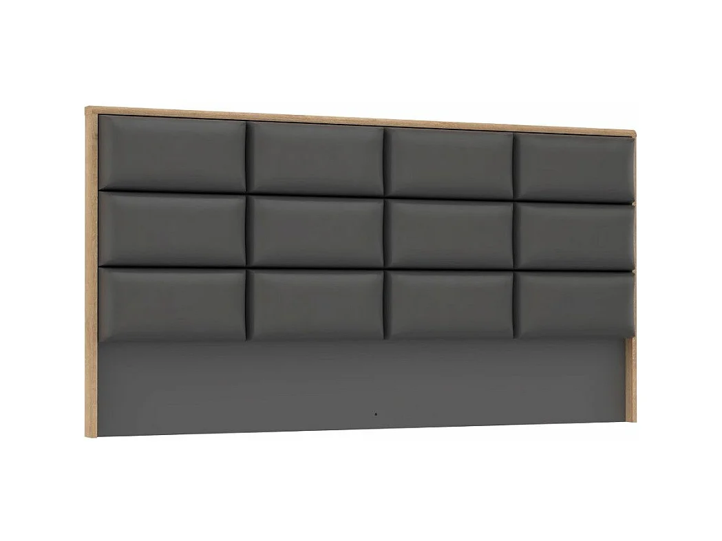 Cabecero de 87x170x11 cm con diseño de cuarterones en polipiel en color roble Saturn