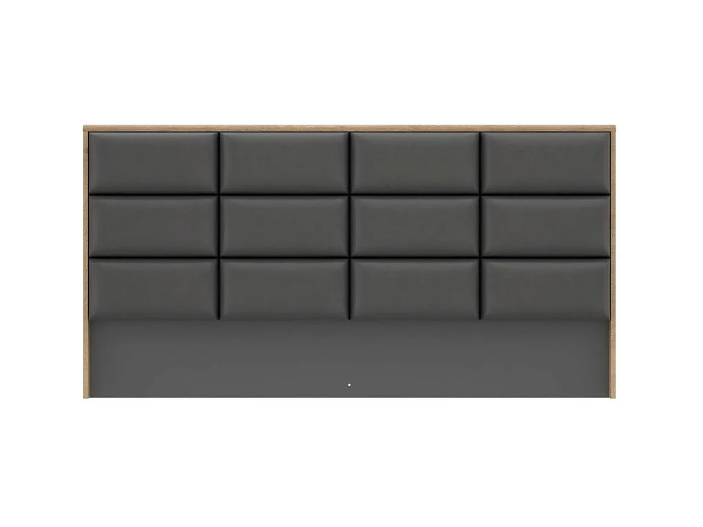 Cabecero de 87x170x11 cm con diseño de cuarterones en polipiel en color roble Saturn