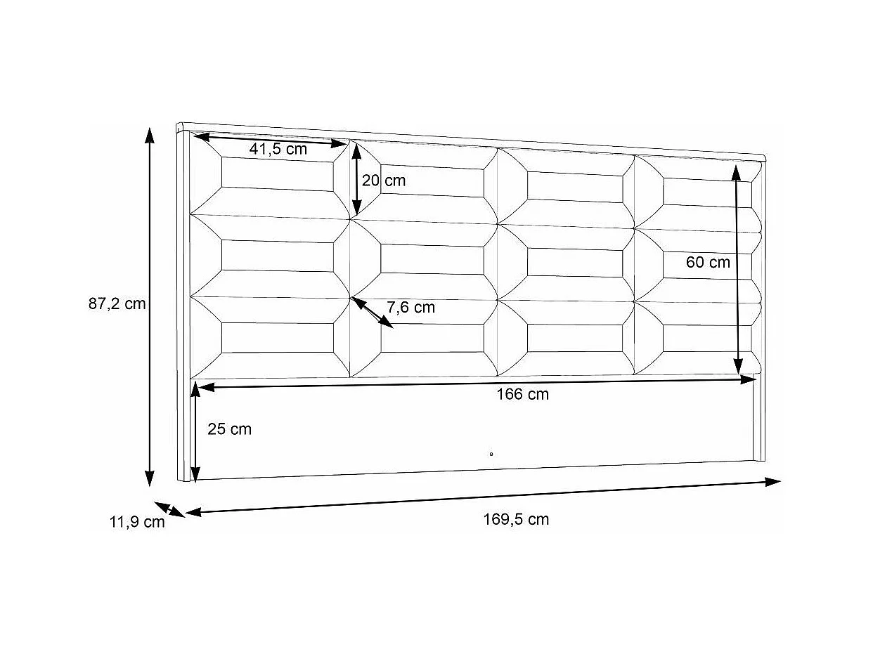 Cabecero de 87x170x11 cm con diseño de cuarterones en polipiel en color roble Saturn