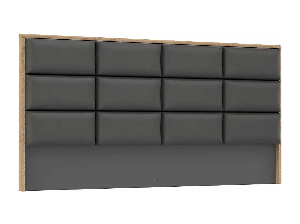 Cabecero de 87x170x11 cm con diseño de cuarterones en polipiel en color roble Saturn