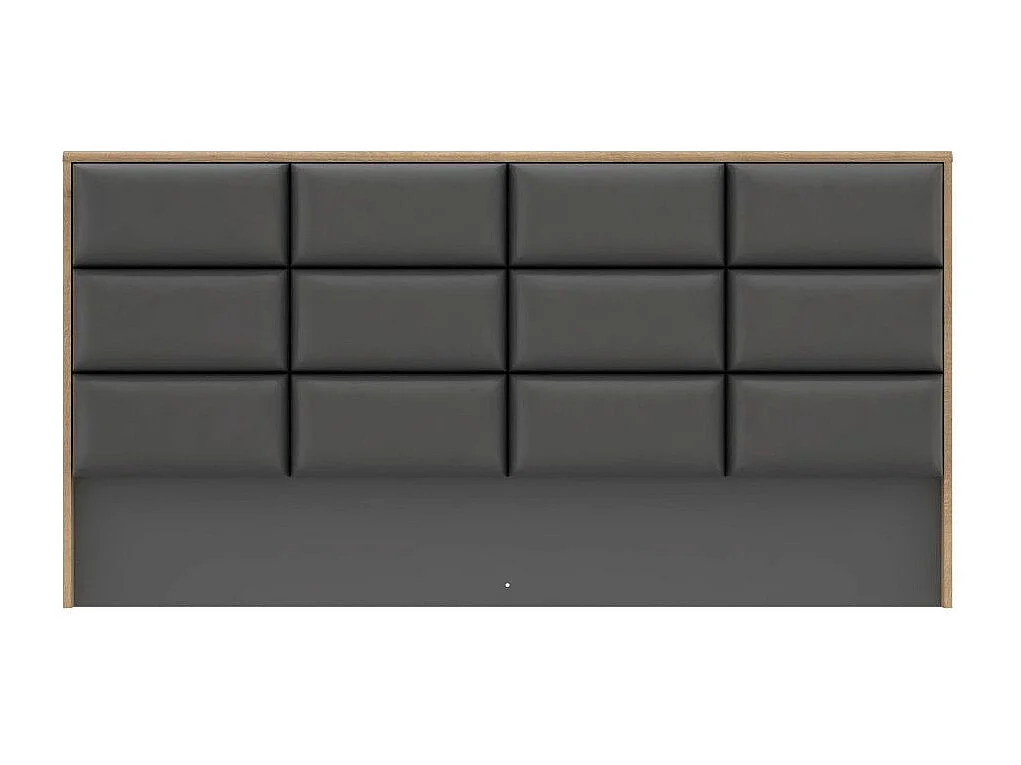 Cabecero de 87x170x11 cm con diseño de cuarterones en polipiel en color roble Saturn