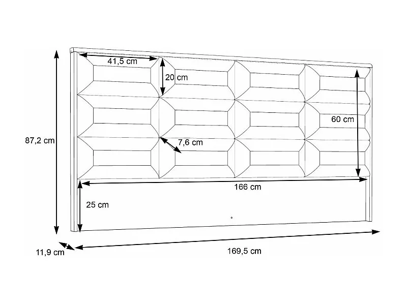 Cabecero de 87x170x11 cm con diseño de cuarterones en polipiel en color roble Saturn