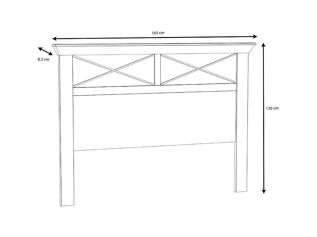 Cabecero de 120x165x8 cm de estilo rústico moderno con patas en color blanco pino Karen