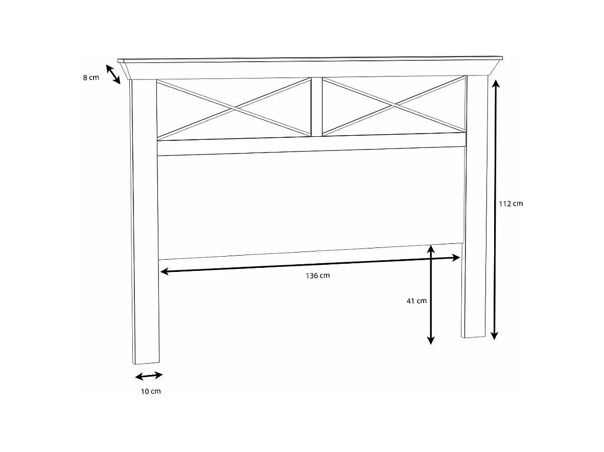 Cabecero de 120x165x8 cm de estilo rústico moderno con patas en color blanco pino Karen
