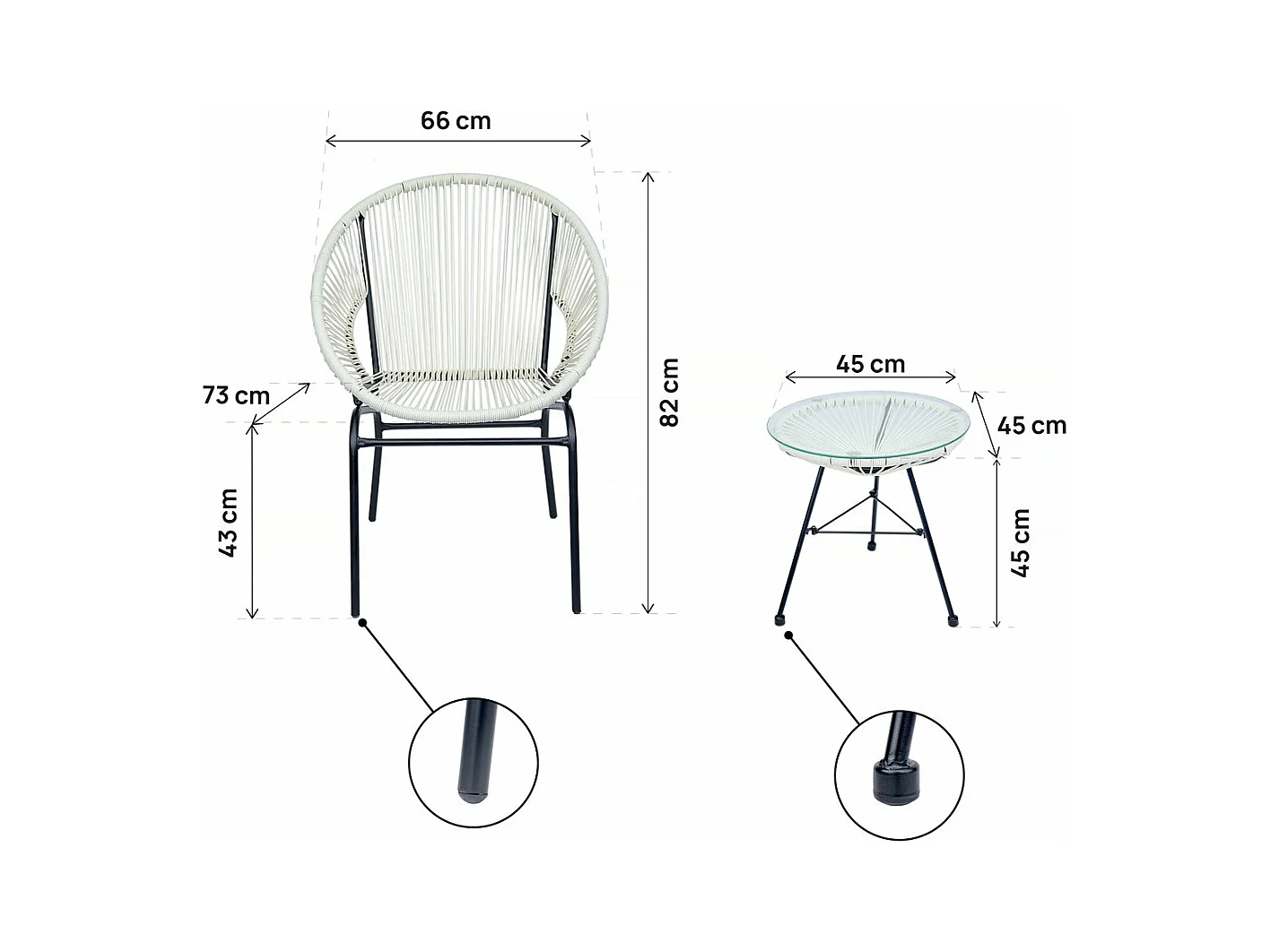 Salon de jardin acapulco "Poli"- 2 places - Blanc