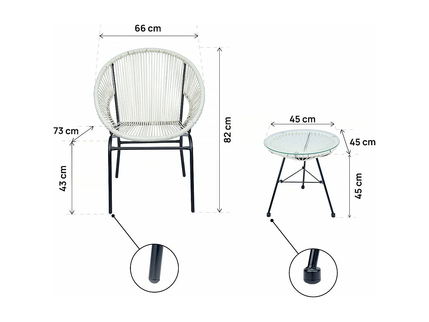 Tuinset "Poli" van metaal - 2 plaatsen - Wit