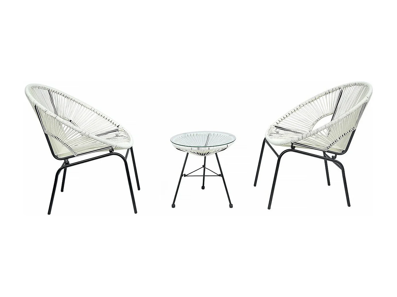 Tuinset "Poli" van metaal - 2 plaatsen - Wit