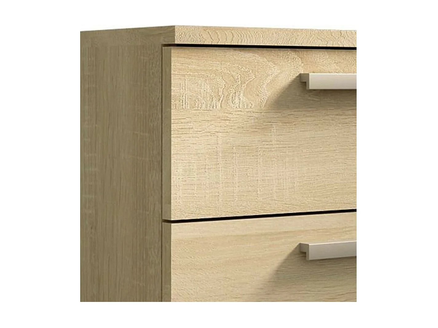 Mesita de noche de 50x40x59 cm con 3 cajones en madera aglomerada en color roble Cube 3