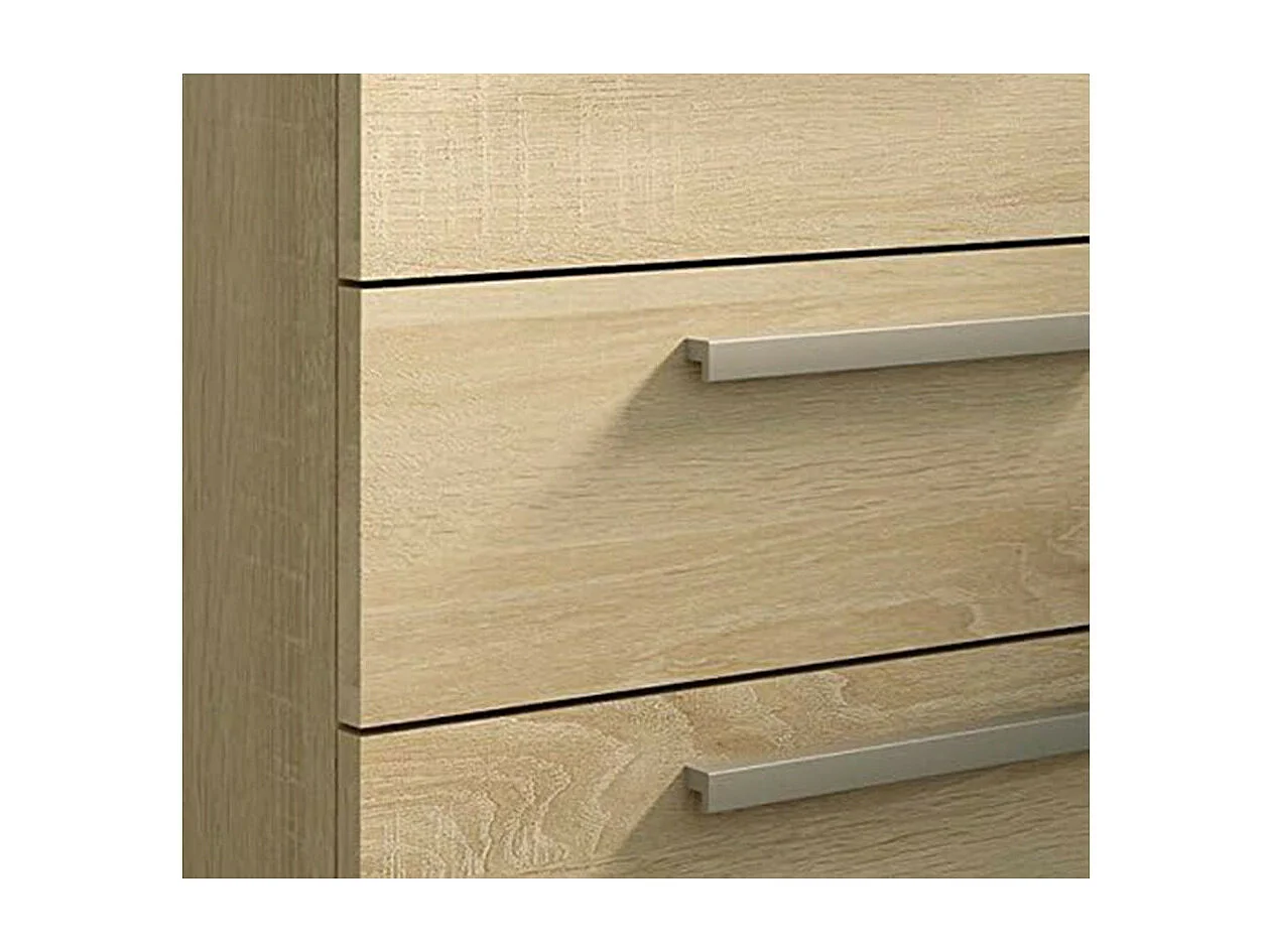 Mesita de noche de 50x40x59 cm con 3 cajones en madera aglomerada en color roble Cube 3