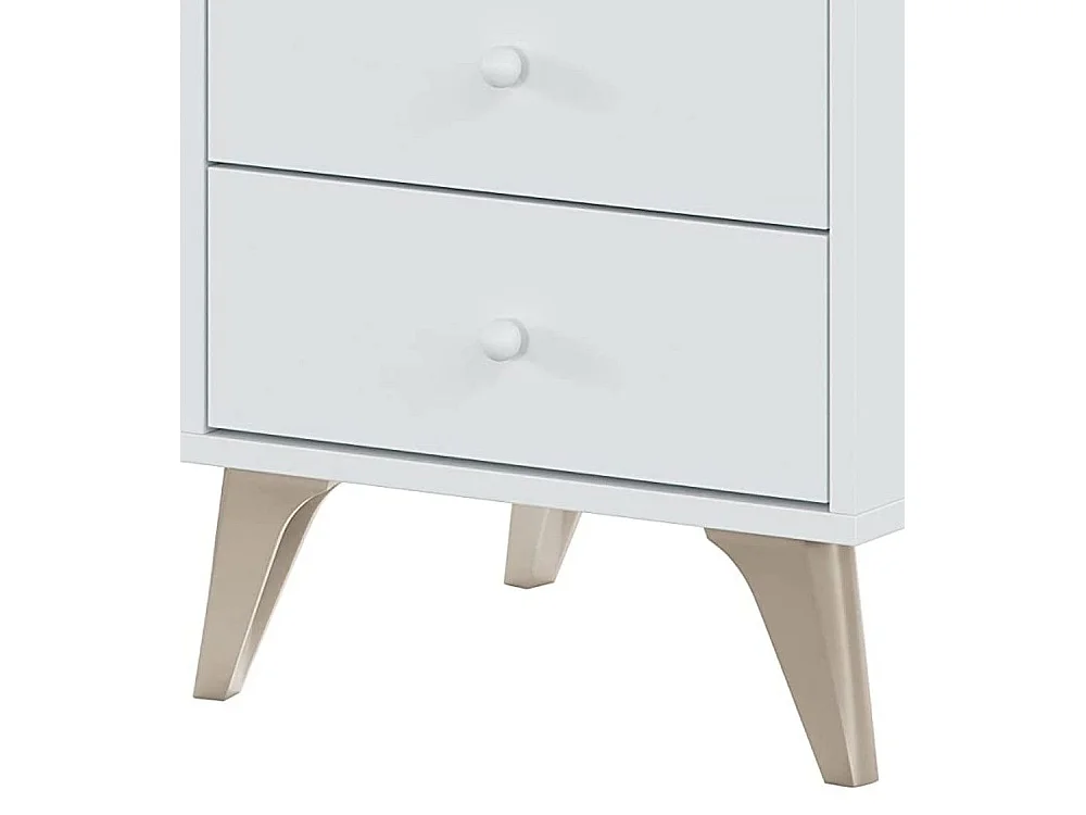 Mesita de noche de 56x40x34 cm con 3 cajones en aglomerado en color blanco Candy