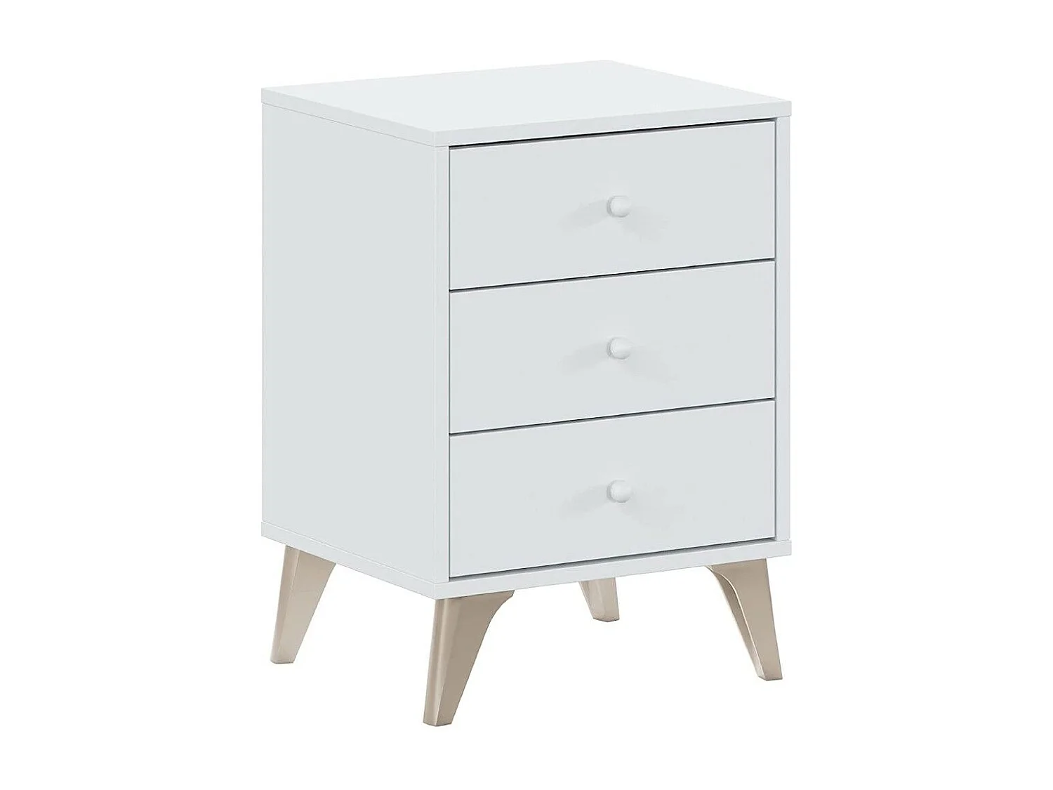 Mesita de noche de 56x40x34 cm con 3 cajones en aglomerado en color blanco Candy