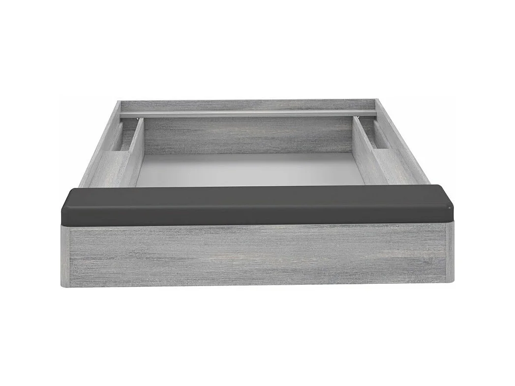 Canapé abatible de 42x189x222 cm con banco tapizado extra y arcón en color gris Saturn