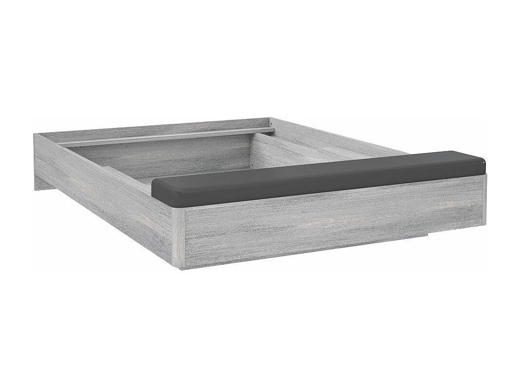 Canapé abatible de 42x189x222 cm con banco tapizado extra y arcón en color gris Saturn