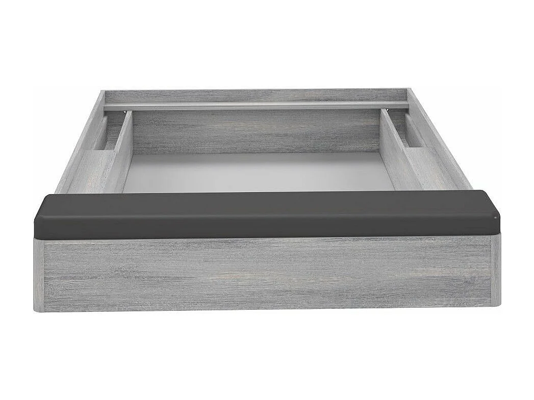 Canapé abatible de 42x189x222 cm con banco tapizado extra y arcón en color gris Saturn