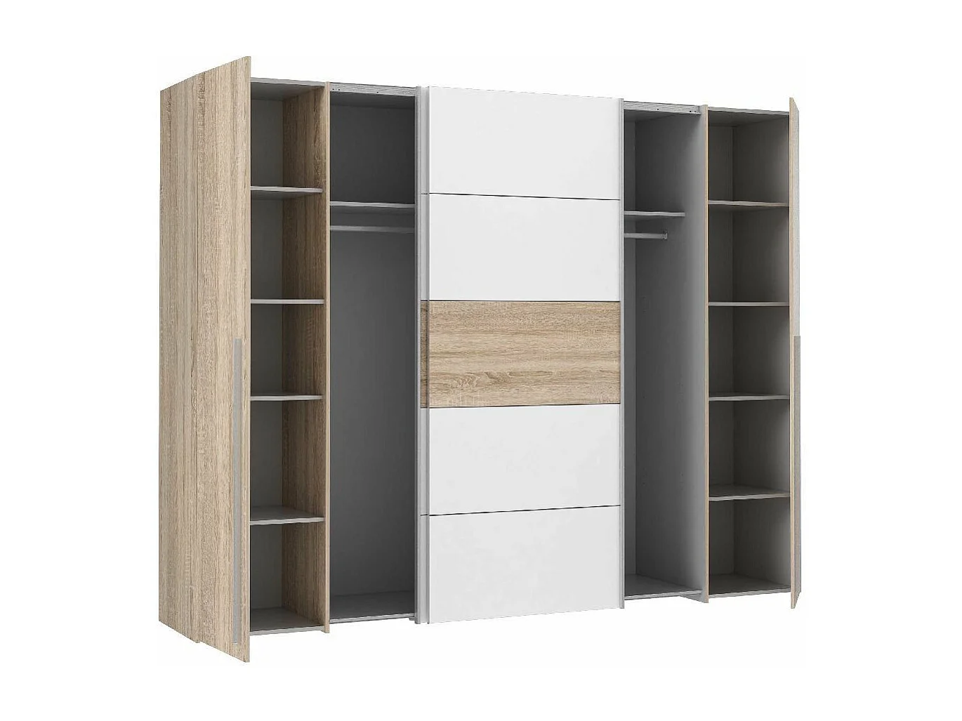 Armario ropero de 210x270x61 cm don 2 puertas correderas y 2 abatibles en blanco Aragon