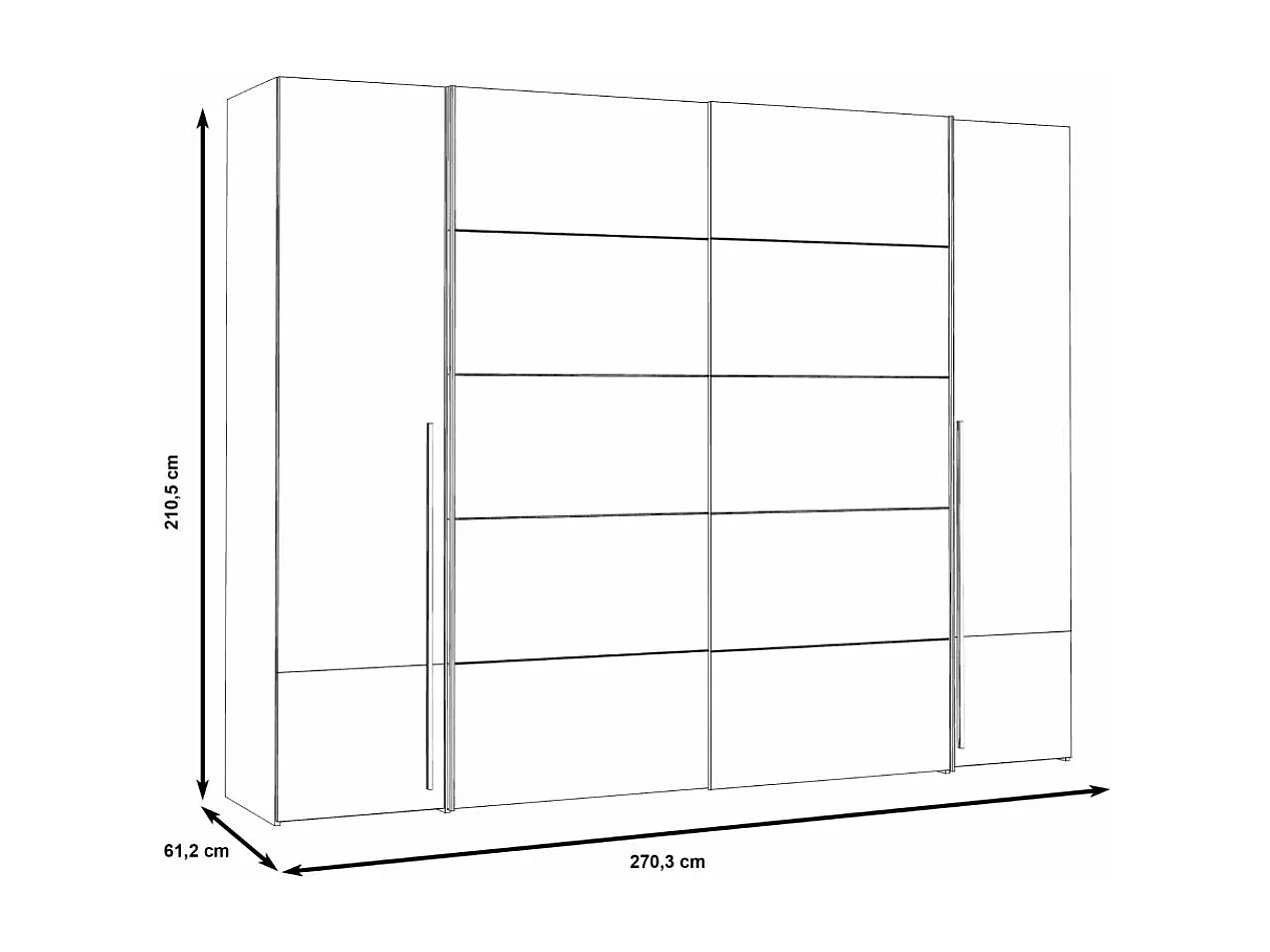 Armario ropero de 210x270x61 cm don 2 puertas correderas y 2 abatibles en blanco Aragon