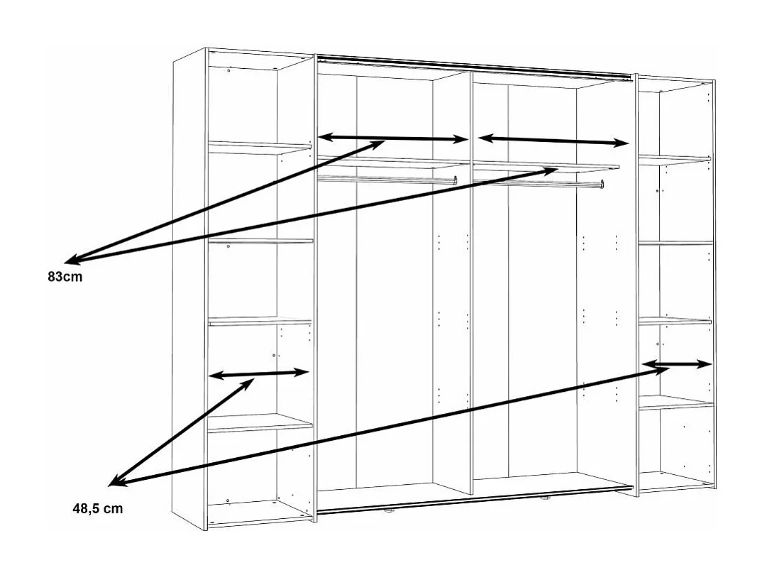 Armario ropero de 210x270x61 cm don 2 puertas correderas y 2 abatibles en blanco Aragon