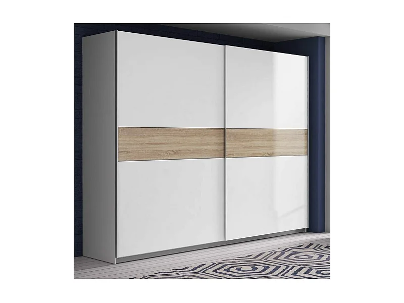 Armario de 210x270x61 cm de melamina con 2 puertas correderas en color blanco Winter 270
