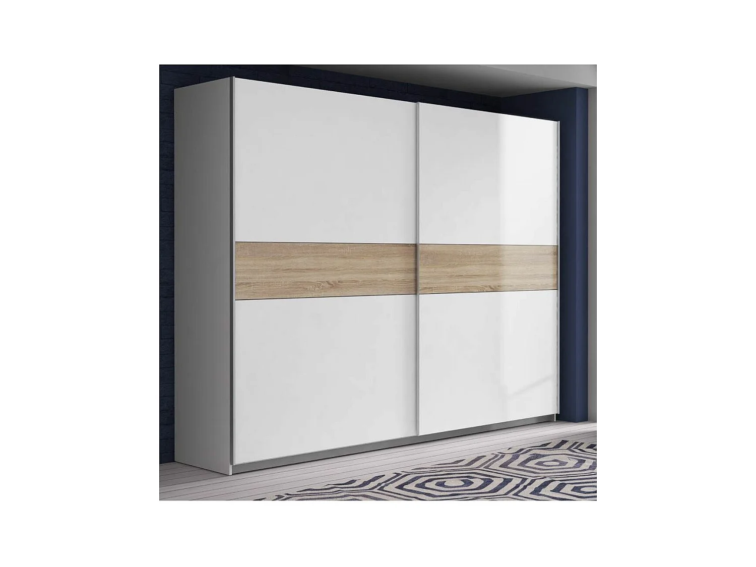 Armario de 210x270x61 cm de melamina con 2 puertas correderas en color blanco Winter 270