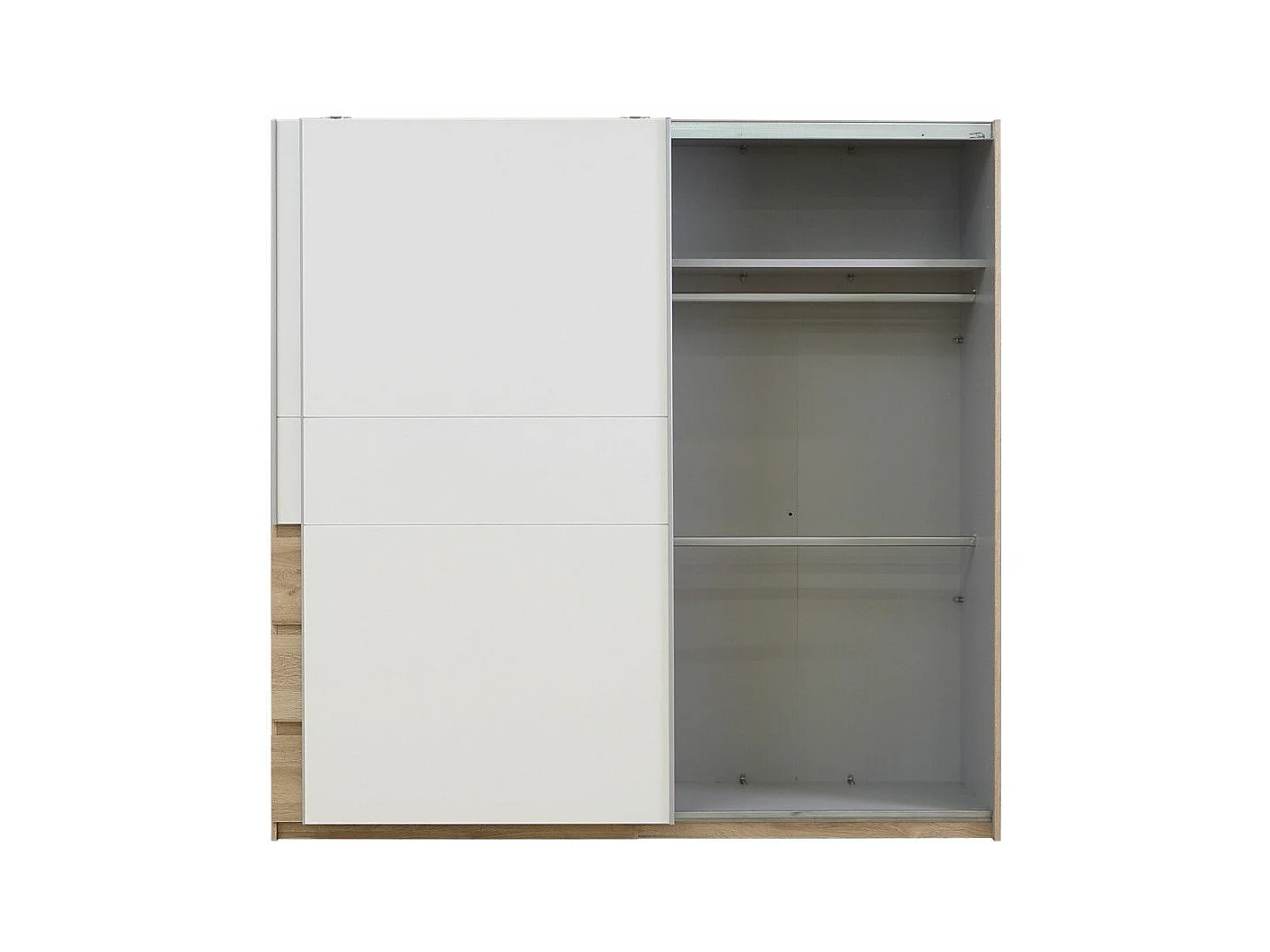 Armario ropero de 201x200x61 cm con 2 puertas correderas y 3 cajones en blanco Colette