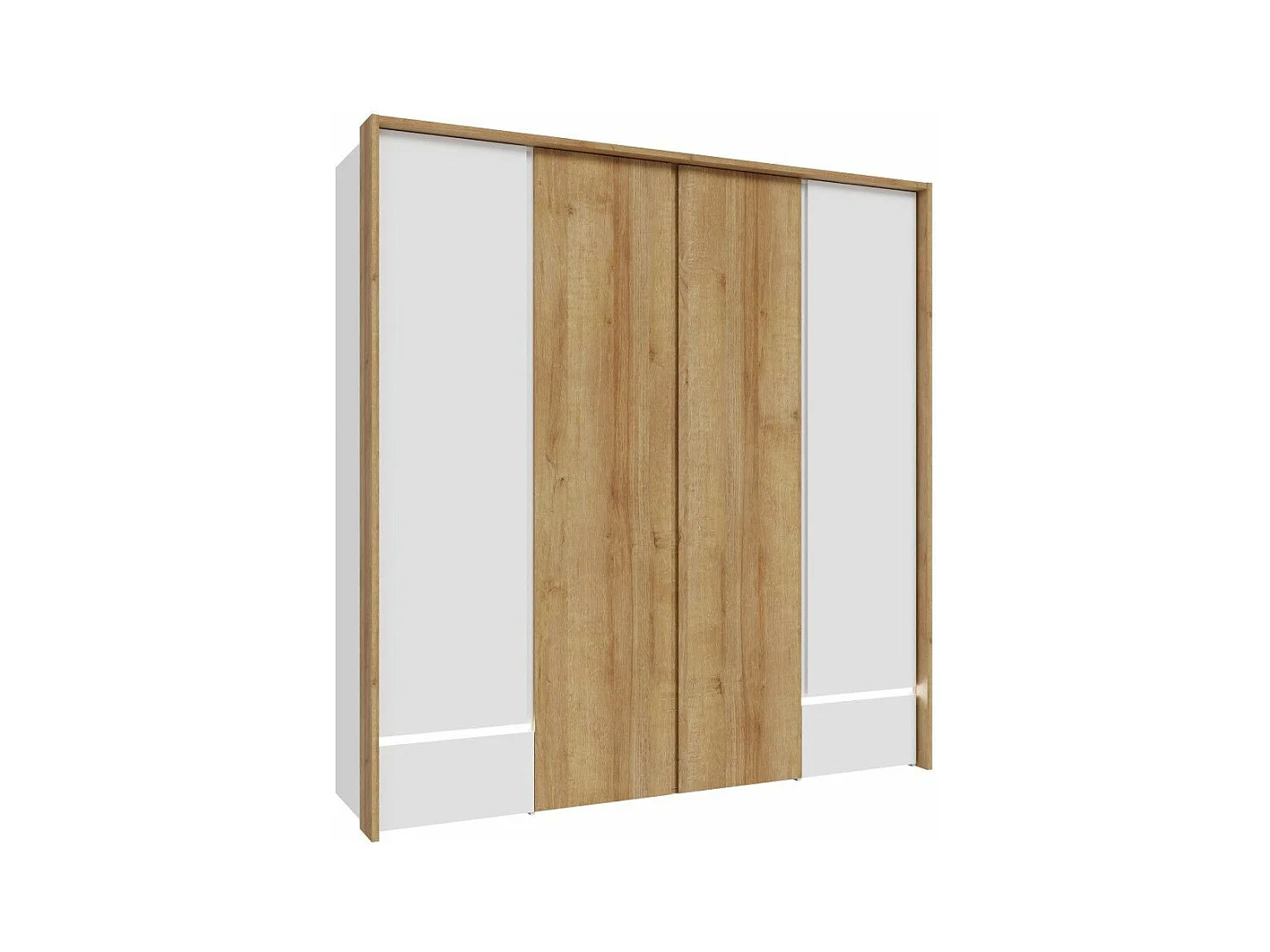 Armario de 213x205x58 cm con 4 puertas y y cajones de madera laminada en color blanco Leny
