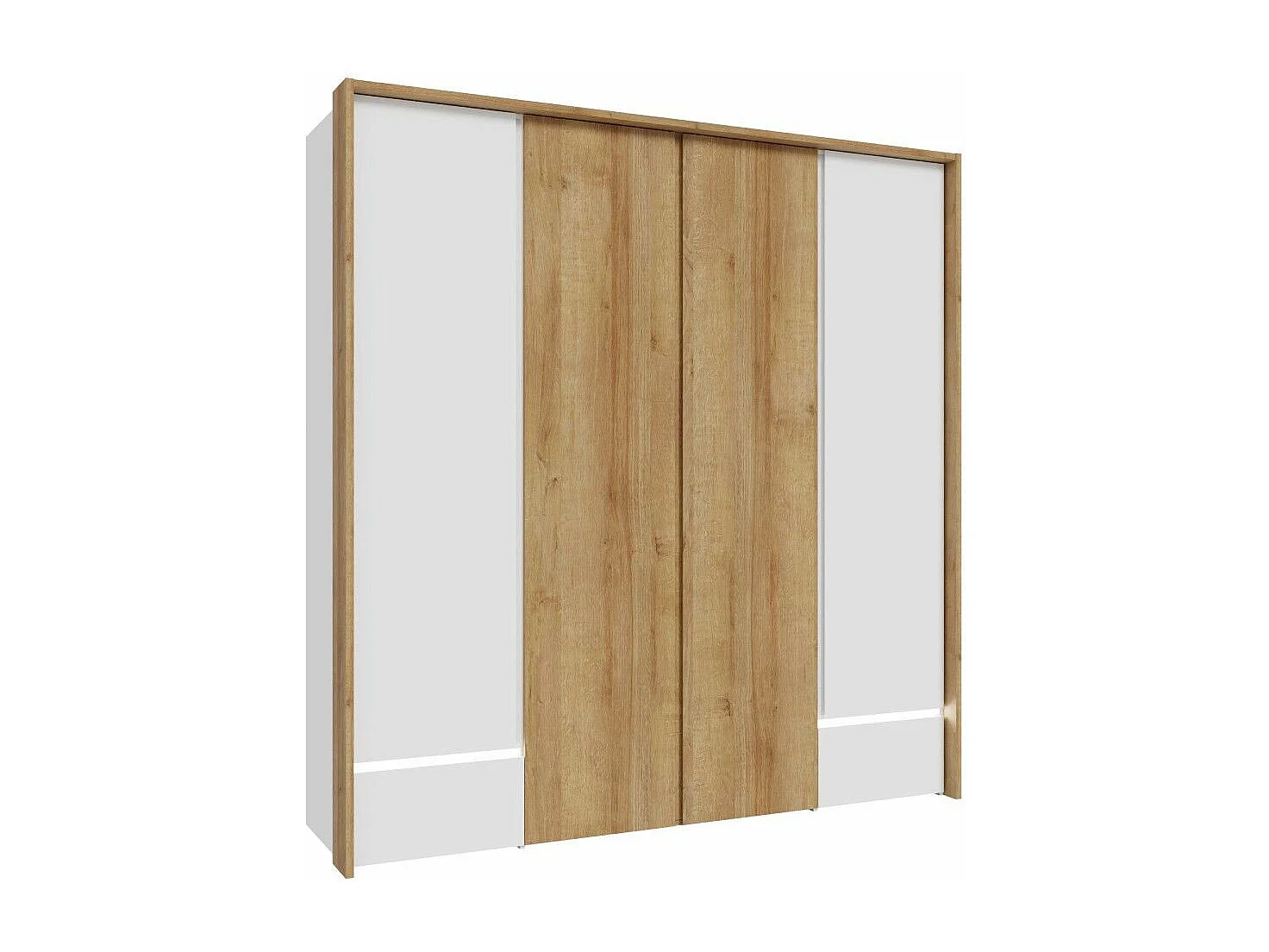 Armario de 213x205x58 cm con 4 puertas y y cajones de madera laminada en color blanco Leny