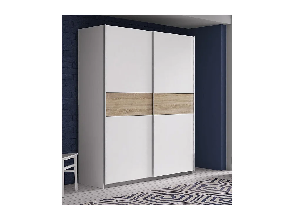 Armario de 210x170x61 cm de melamina con 2 puertas correderas en color blanco Winter 170